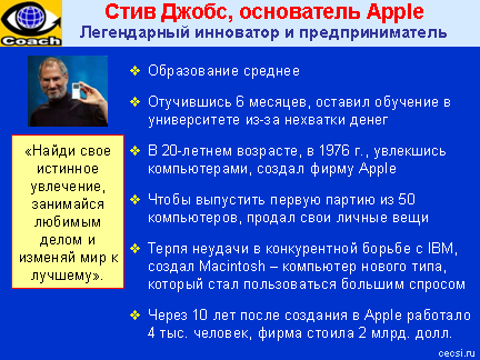 Стив Джобс (Steve Jobs), основатель Apple Computers - история успеха, бизнес-кейс